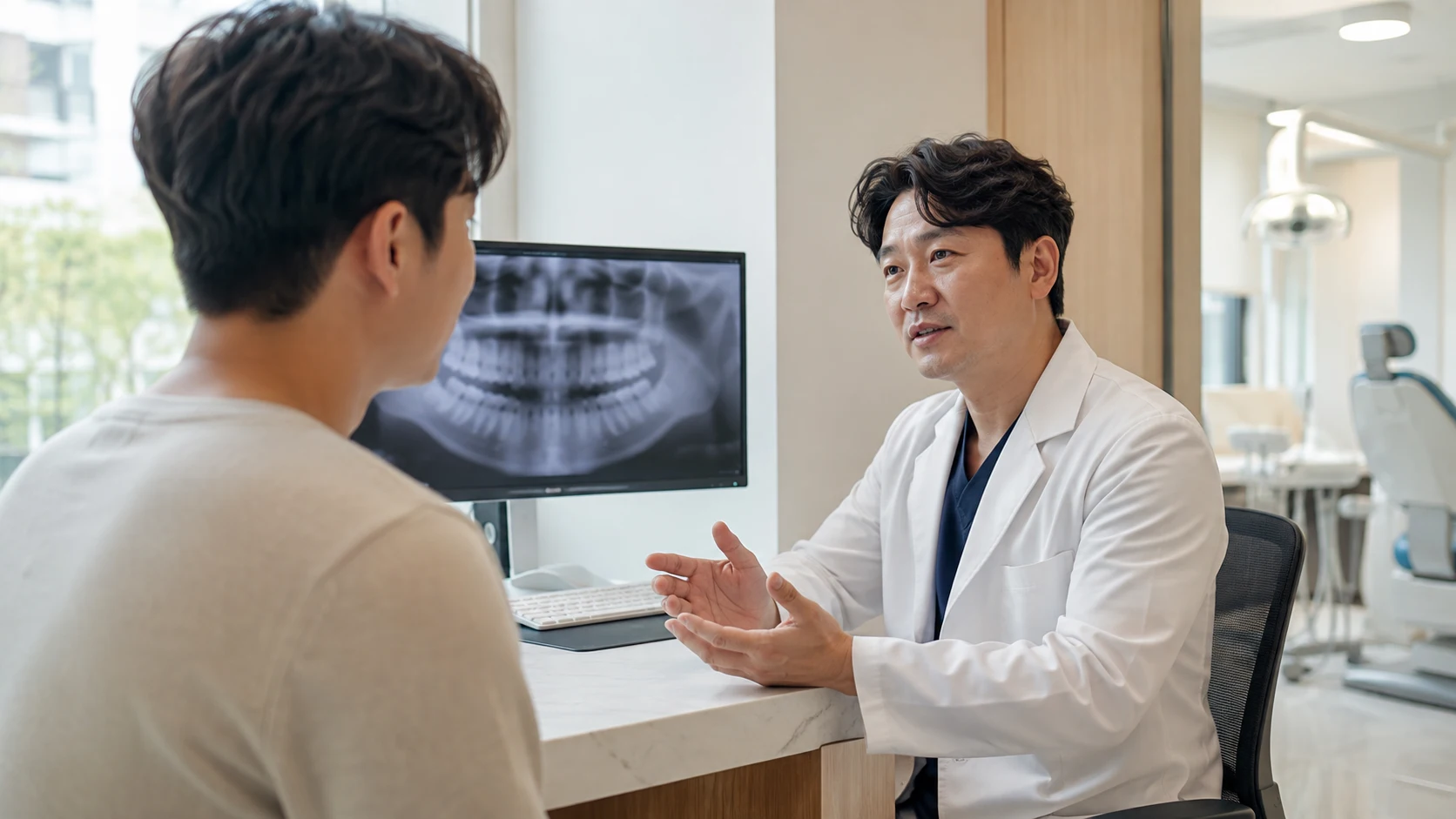 어금니 레진 깨짐 관련 진료 정보 확인 장면